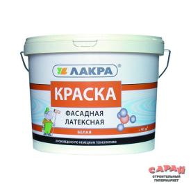 Краска ВД латексная фасадная Лакра, белая, 6,5 кг