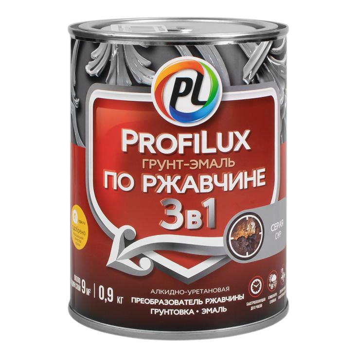 Грунт-эмаль по ржавчине 3 в 1 Profilux, серая, 0,9 кг