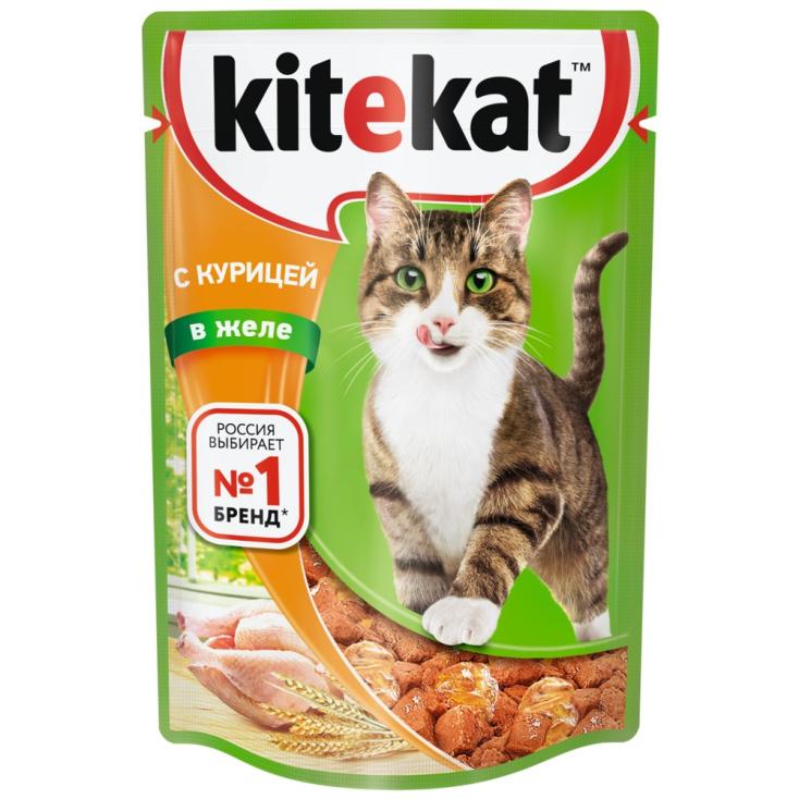 Корм для кошек влажный Kitekat Курица в желе 85 г