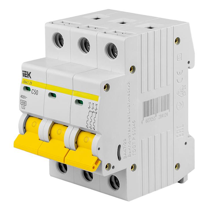 ВЫКЛЮЧАТЕЛЬ автомат.ВА47-29 3Р 50А 4,5кА х-ка С ИЭК
