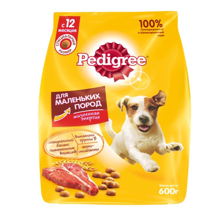 Корм для взрослых собак маленьких пород сухой Pedigree Говядина 600 г