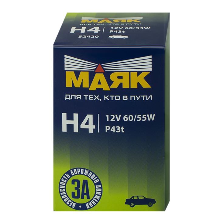 ЛАМПА МАЯК H4 12V 60/55W P43t