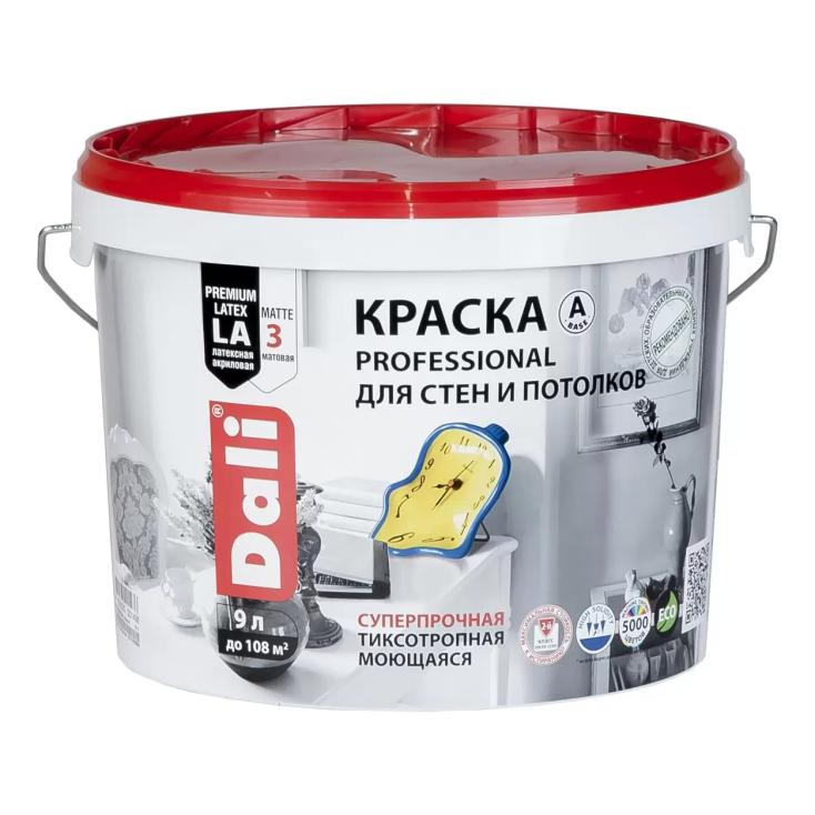 Краска ВД для стен и потолков Dali Professional база А  супербелая 9 л