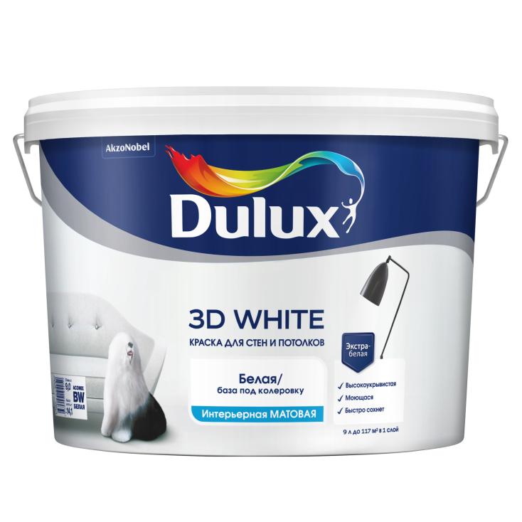 Краска для стен и потолков Dulux 3D White матовая BW 10 л