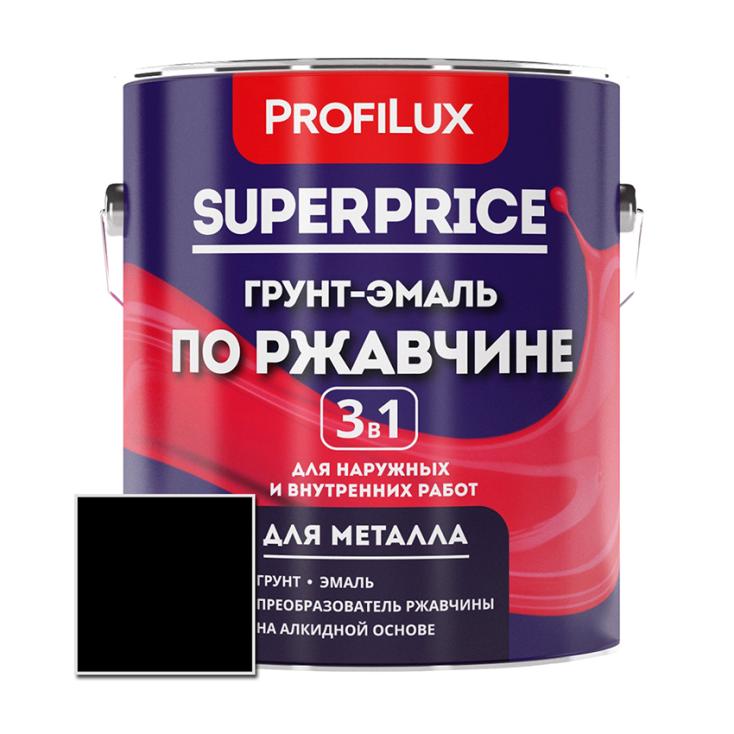 Грунт-эмаль по ржавчине SUPERPRICE 3в1 черная 6 кг