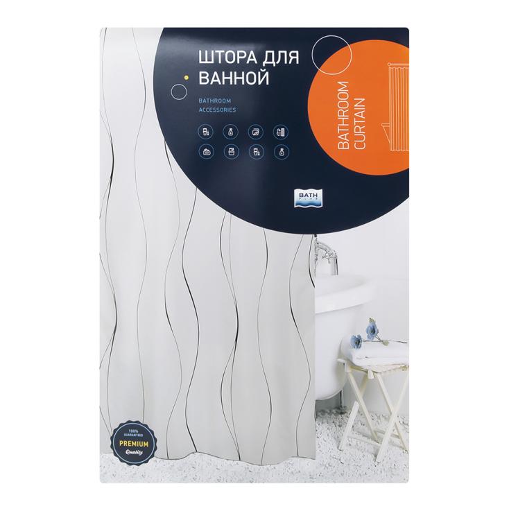 Штора для ванны 180х180 см Waves on white ch17059