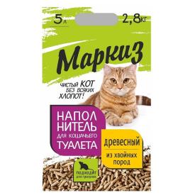 Наполнитель для кошачьего туалета Маркиз 2,8 кг 5 л древесный