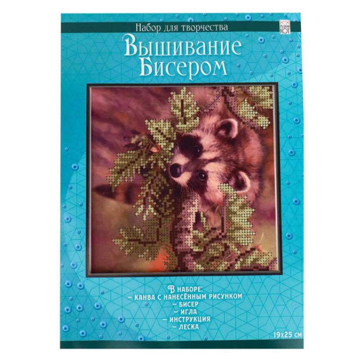 Набор д/вышивания бисером енот 19x25см частичн заполнение канва с рисунком
