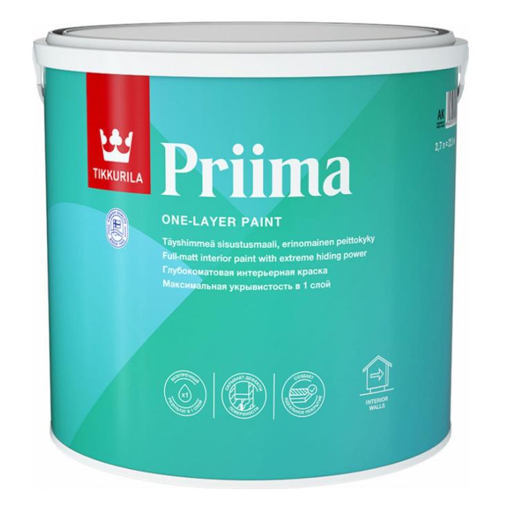 Краска интерьерная Tikkurila PRIIMA База С глубокоматовая 2,7 л