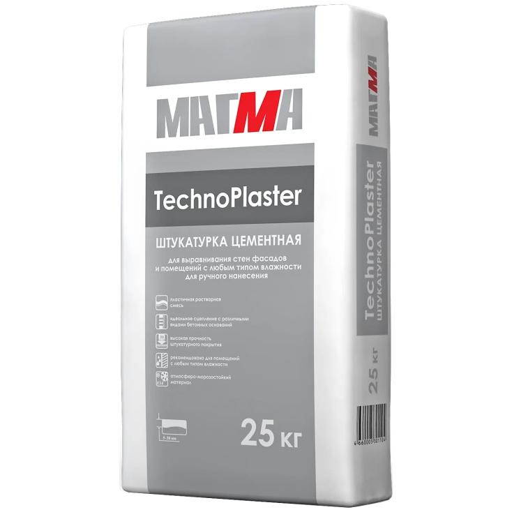 Штукатурка цементная ручного нанесения Магма TechnoPlaster 25 кг