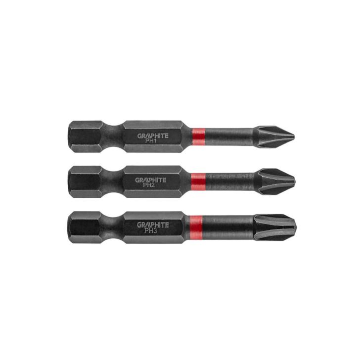 Набор бит ударных 3 шт PH1/2/3x50 мм S2 Graphite 56H543