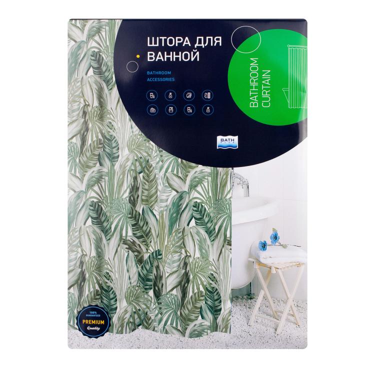 Штора для ванны 180х200 см Banana Leaf green