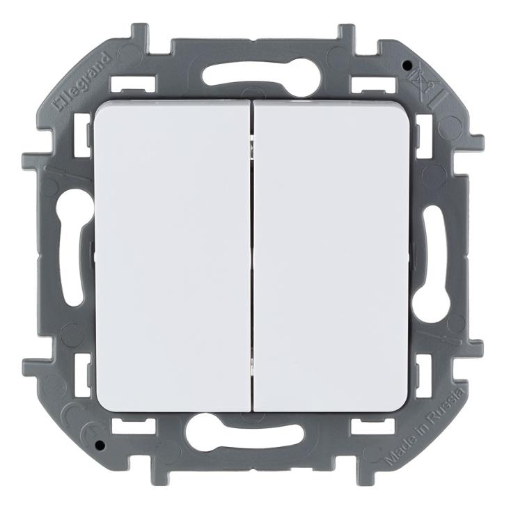 Выключатель 2-клавишный Legrand Inspiria 10А IP20 250В 10AX белая 673620
