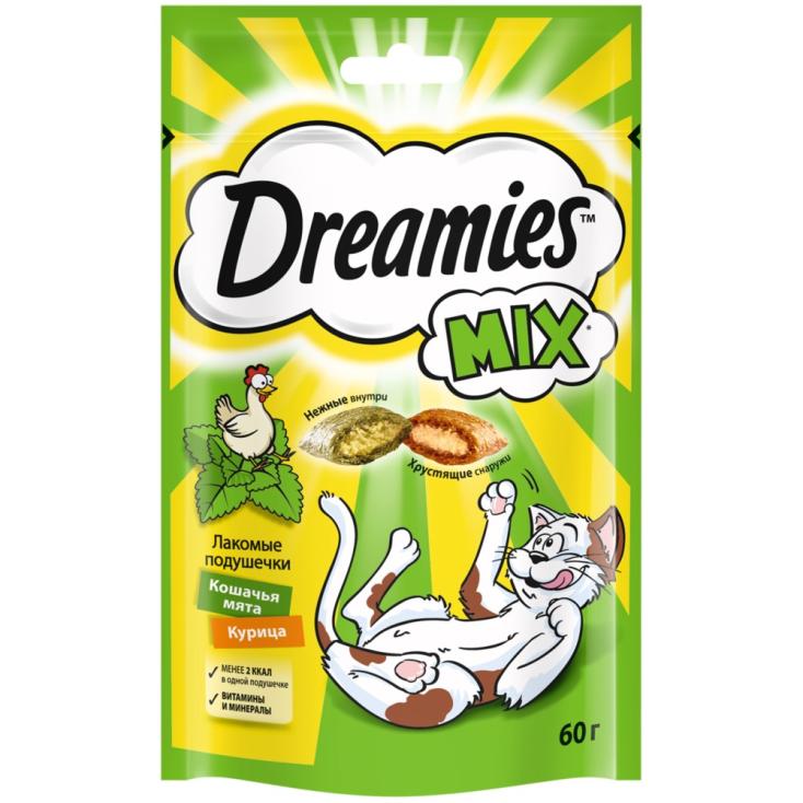 Лакомства для кошек Dreamies mix Подушечки Кошачья мята и курица 60 г