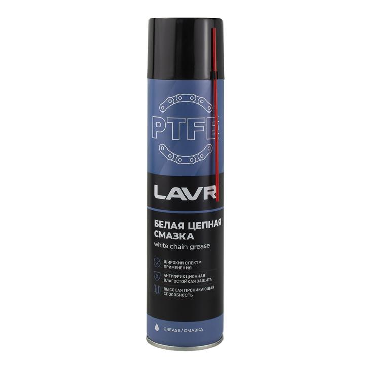 Смазка цепная Lavr White chain lube with PTFE 400 мл белая