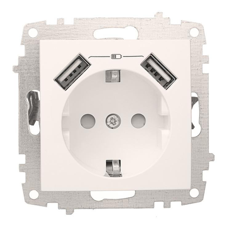 Розетка с з/к + 2-ая USB 5V 2,1A + защита от детей EL-BI Zena/Vega