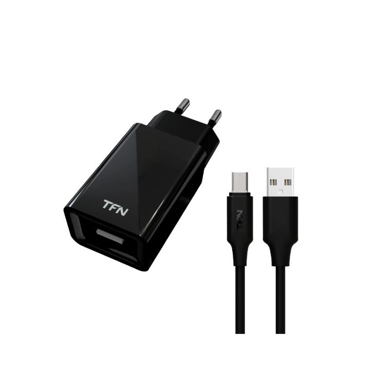 Сетевое зарядное устройство TFN 1А+microUSB black