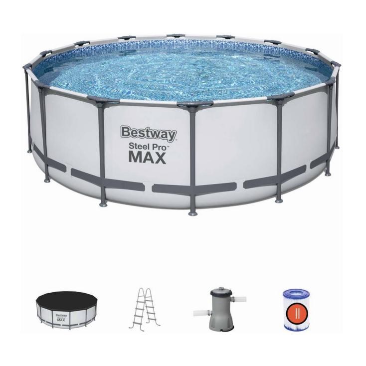 Бассейн каркасный круглый 427х122 см 15232 л Bestway Steel Pro Max 5612X (ф/насос, лестница, тент)