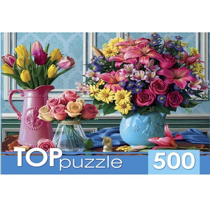 TOPpuzzle. ПАЗЛЫ 500 элементов. ХТП500-4234 ВАЗЫ С ЯРКИМИ ЦВЕТАМИ