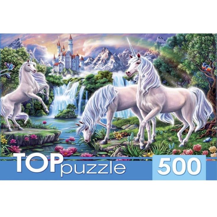 TOPpuzzle. ПАЗЛЫ 500 элементов. ХТП500-4237 ЕДИНОРОГИ И ЗАМОК