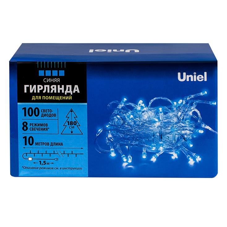 Гирлянда для дома ULD-1000-100/DTA 10 м 100 ламп LED прозр. пров, IP20, cиний