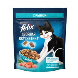 Корм сухой для взрослых кошек Феликс Двойная Вкуснятина 200 г рыба