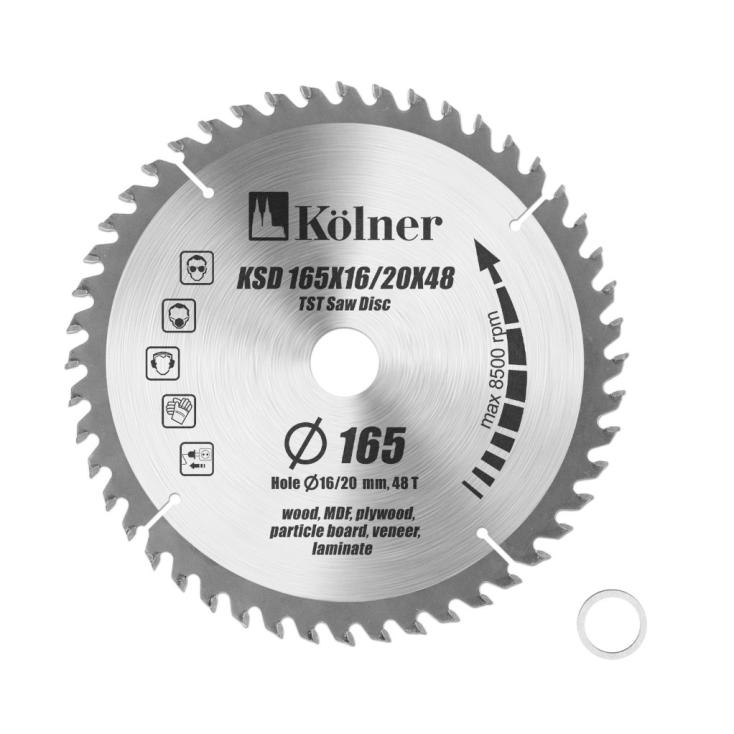 Диск пильный Kolner Ksd 165x16/20x48 мм 8500 об/мин в блистере