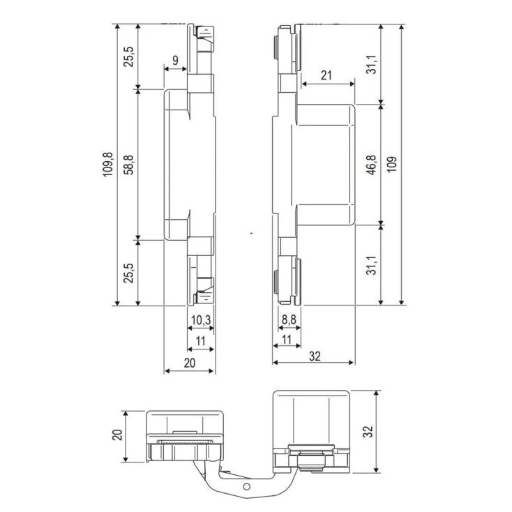 Петля дверная скрытая HH-24 SC 110х80х30 мм матовый хром 2 шт