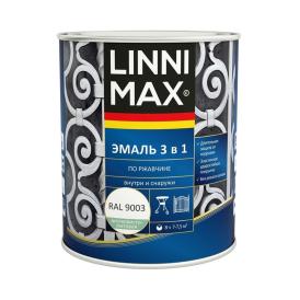 Эмаль алкидно-уретановая по ржавчине 3 в 1 Linnimax RAL 9003 белая 0,75 л