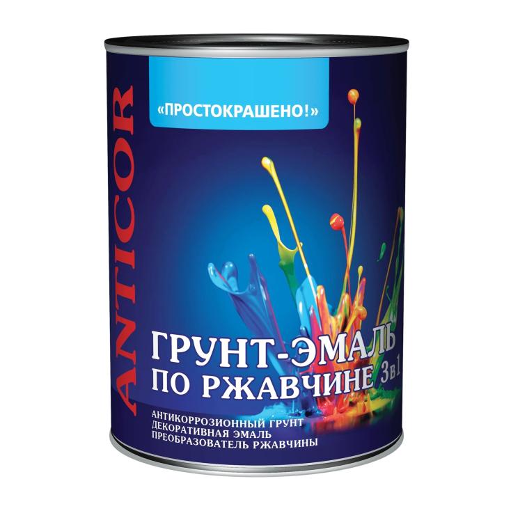 Грунт-эмаль по ржавчине 3 в 1 Простокрашено синяя 0,8 кг