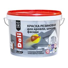 Краска резиновая для кровли, цоколя, фасада Dali зеленый мох 12 кг