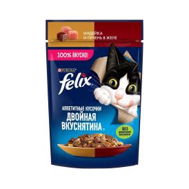 Корм для кошек влажный Felix Двойная вкуснятина Индейка печень 75 г